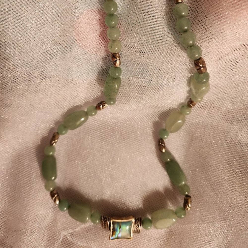 Abalone, Aventurine, and Bali Bead Necklace - Picture 4 of 4